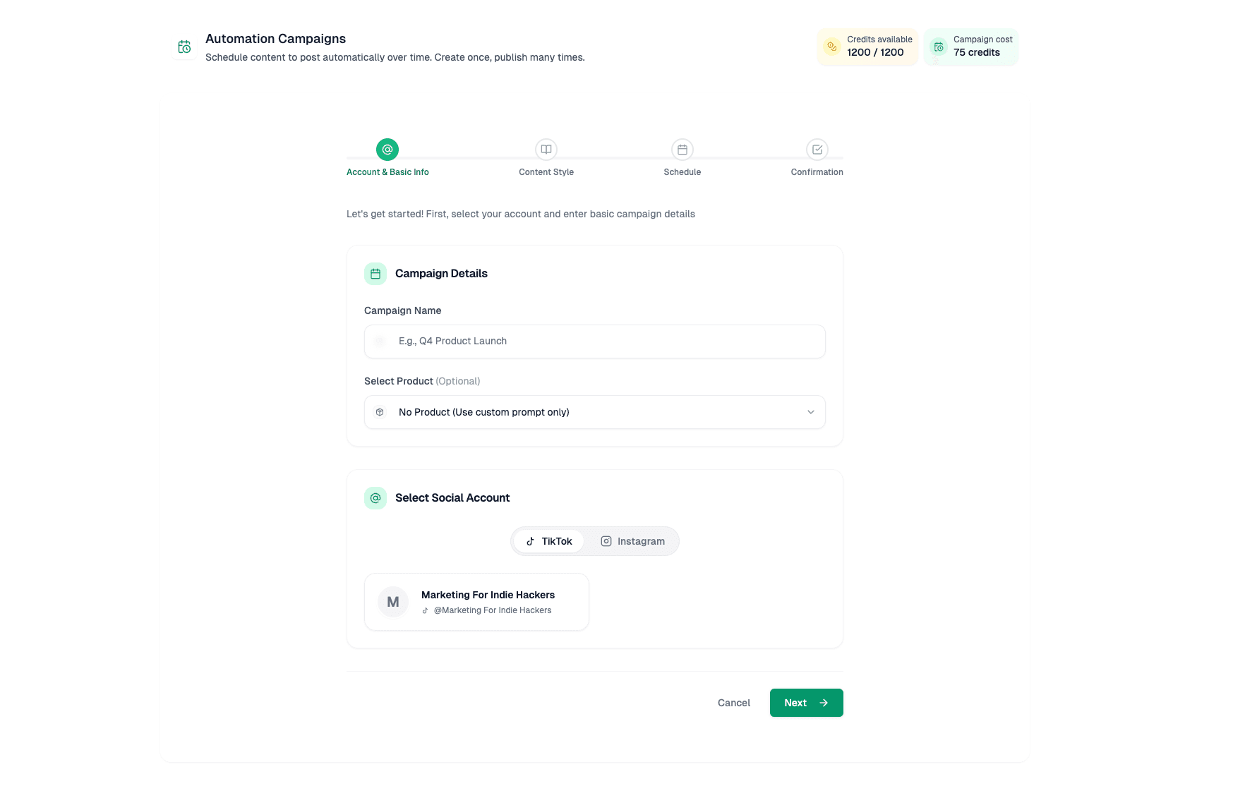 Automated Campaigns feature