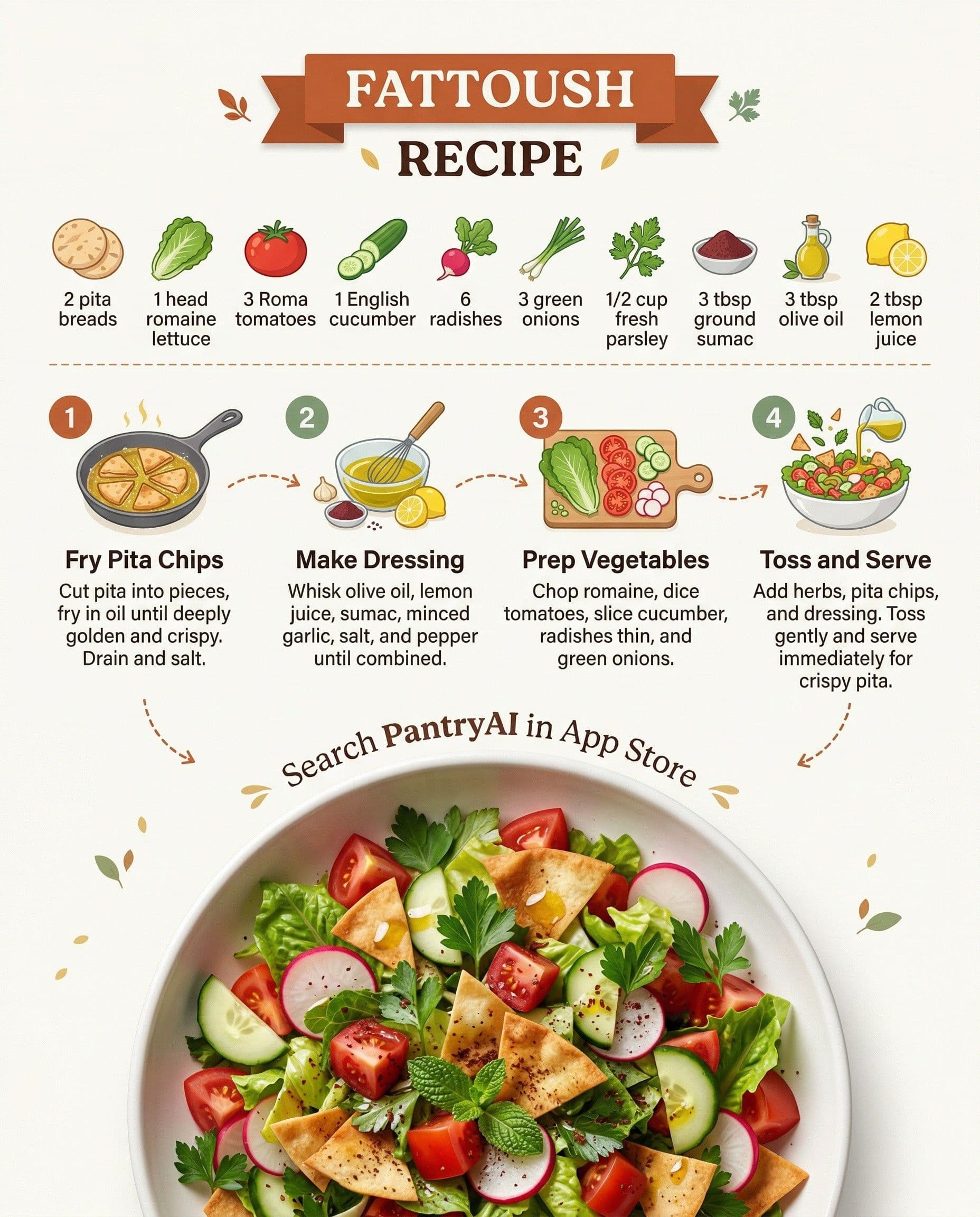 Fattoush Recipe Card